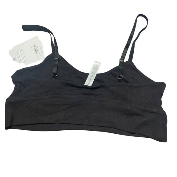 Athleta Well Rested Rib Sleep Bra Black Adj Straps Sz M Lightweight Sustainable - Picture 2 of 8